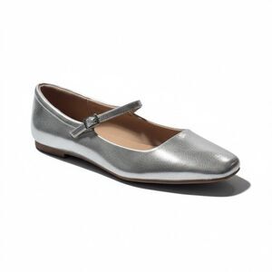 Wild Fable Square Toe Mary Jane Flat Adjustable Buckle Metallic Silver Size 11